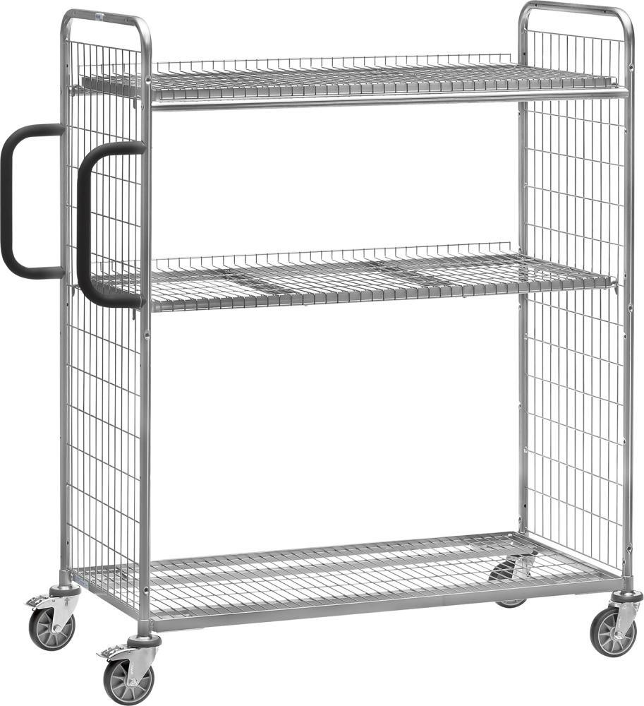 Fetra Kommissionierwagen 1250x610mm aus Drahtschweißgitter, 1625mm hoch mit 2 Gitterböden