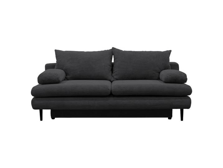 P & B Schlafsofa, Dunkelgrau, Holz, 2-Sitzer, Füllung: Schaumstoff, 202x85x99 cm, Wohnzimmer, Sofas & Couches, Schlafsofas, Schlafsofas mit Bettkasten