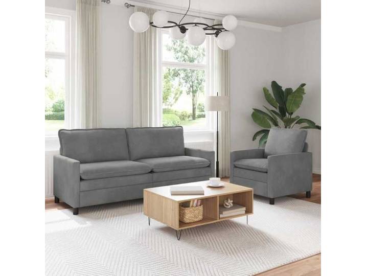 Ensemble Canapés 2 pc gris foncé velours salon complet moelleux teinte sobre design luxueux raffiné