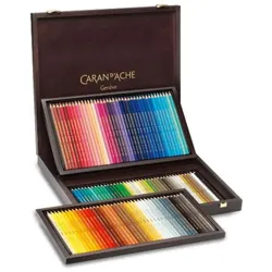 Caran d'Ache Holzkoffer 120 Farben Supracolor Aquarelle 3 Ebenen mit je 40 Stiften