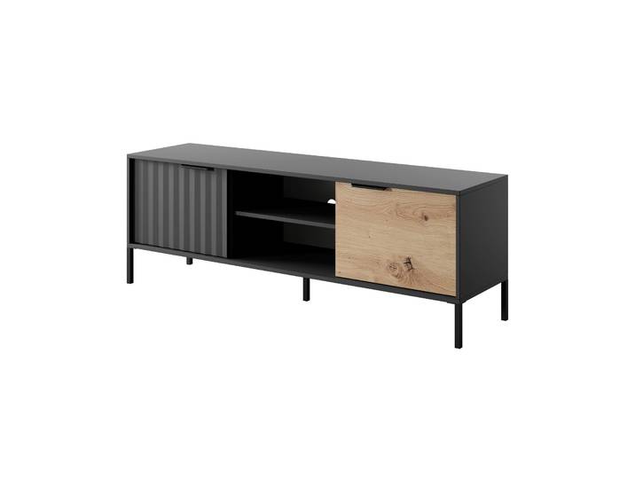 Schwarzer RTV-Schrank im Artisan-Eichen-Dekor RAVE 153 2D
