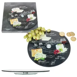 World of Cheese Käseplatte drehbar Ø32cm Glas Wurst Fingerfood Servier-Tablett