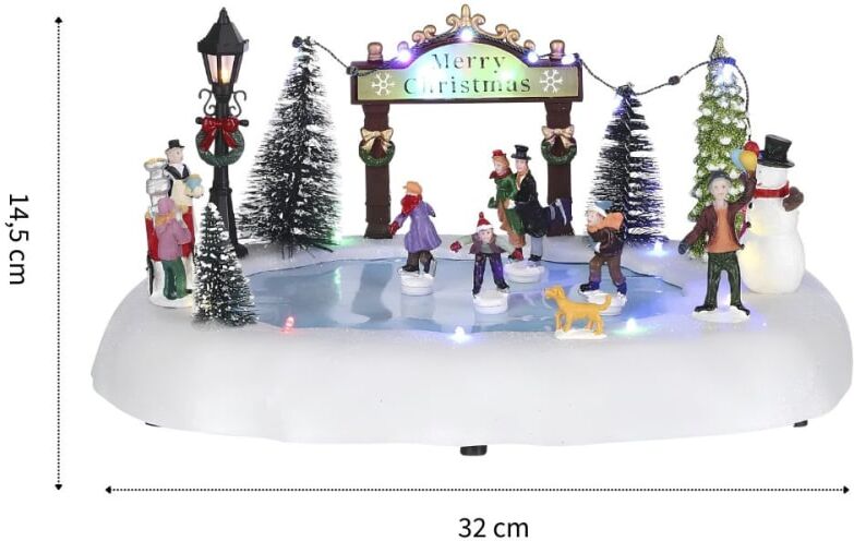 LuVille Village de noël bleu plastique h15xl25xl32cm Bleu 32x15x25cm