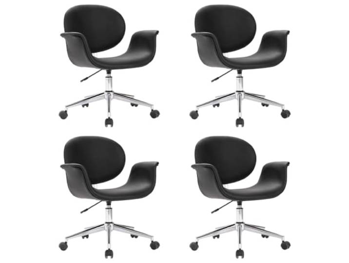 KKgypkn 4 Drehbare Esszimmerstühle Schwarz Kunstleder 360 Grad drehbar, höhenverstellbar, ergonomisch, Metallbeine, bis 110 kg belastbar