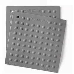 COOLINATO Topflappen-Set aus Platin-Silikon hitzebeständig 2tlg., je 20x20cm
