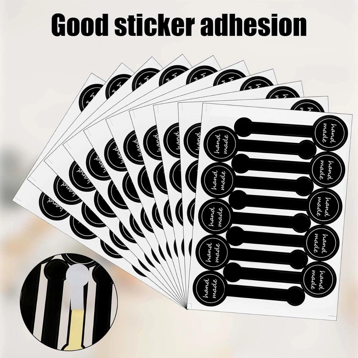 INF Handgefertigte Pudding-Aufkleber, schwarze Papieraufkleber für Push-Pop-Backverpackungen, 10 Stück