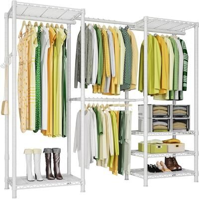 No "6 Tiers Metal Freestanding Garment Rack - 14""D x 86.6""W x 71.2""H"