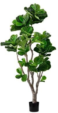 Edvivi Artificial Fiddle Leaf Fig Tree - 2 Variants (4ft/5.75ft), Faux Green Plant in Black Plastic Pot, Indoor Low-Maintenance Decor