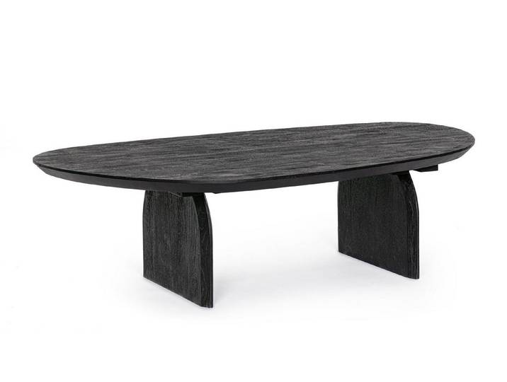 Natur24 Beistelltisch Beistelltisch Monterrey 135x76x38cm Mangoholz Platte und Beine Schwarz