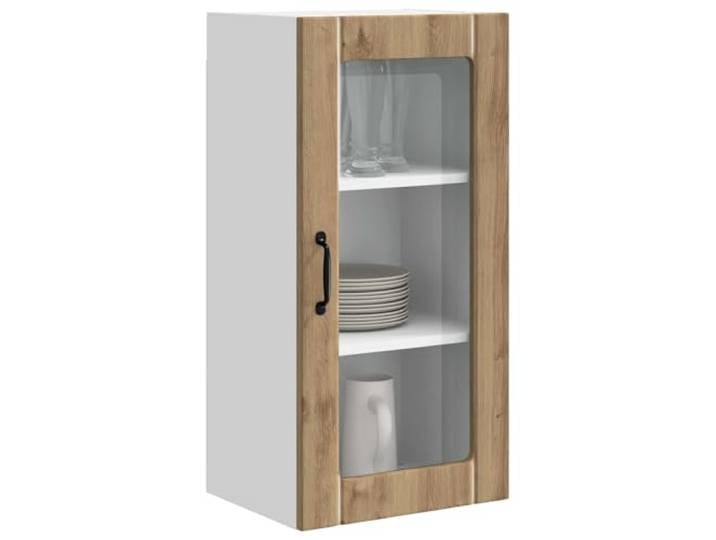 KTHLBRH Wandschrank PORTO 2 Stück Eiche Handwerk Mehrschichtholz, 6 Einlegeböden, 4 Türen, Wandmontage, 27,31 kg