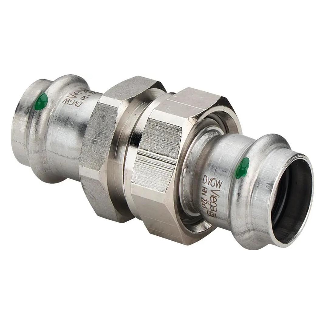 Viega Sanpress Inox-Verschraubung, d 22mm Messing vernickelt, Stahl nichtrostend Modell 2360 (Rohrverschraubung) (437404)