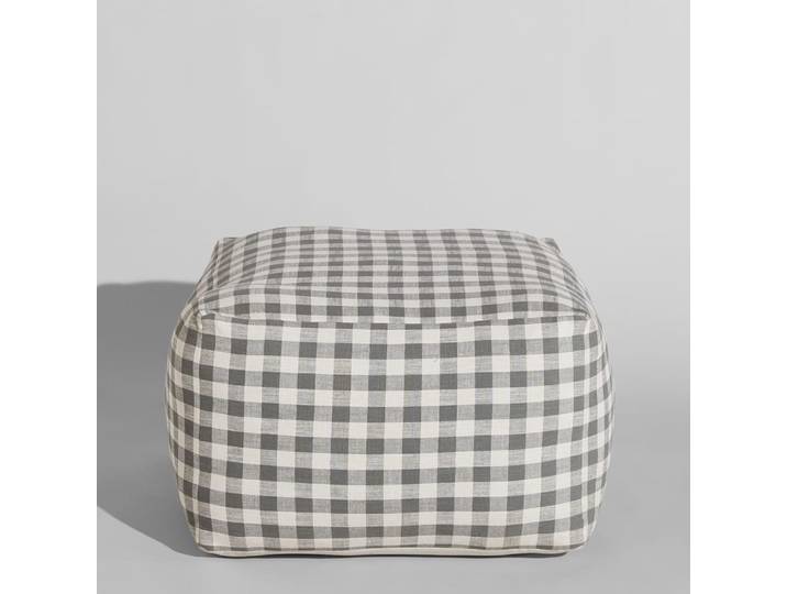 Pouf carré en coton vert et écru