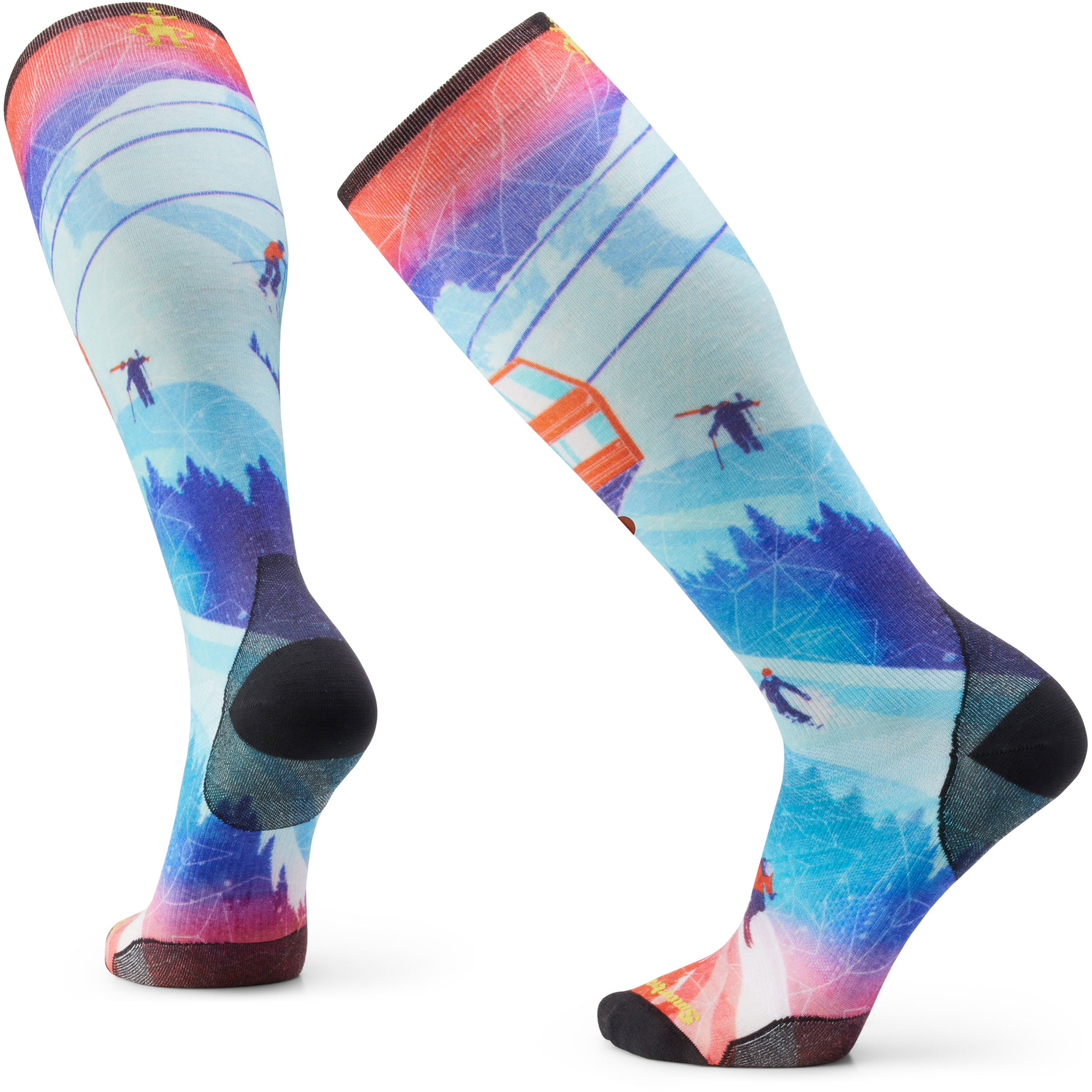 Smartwool Ski Zero Ski Day Print OTC Herren Skisocken blau Größe 42 Skifahren | Freeride Elastisch Merinowolle