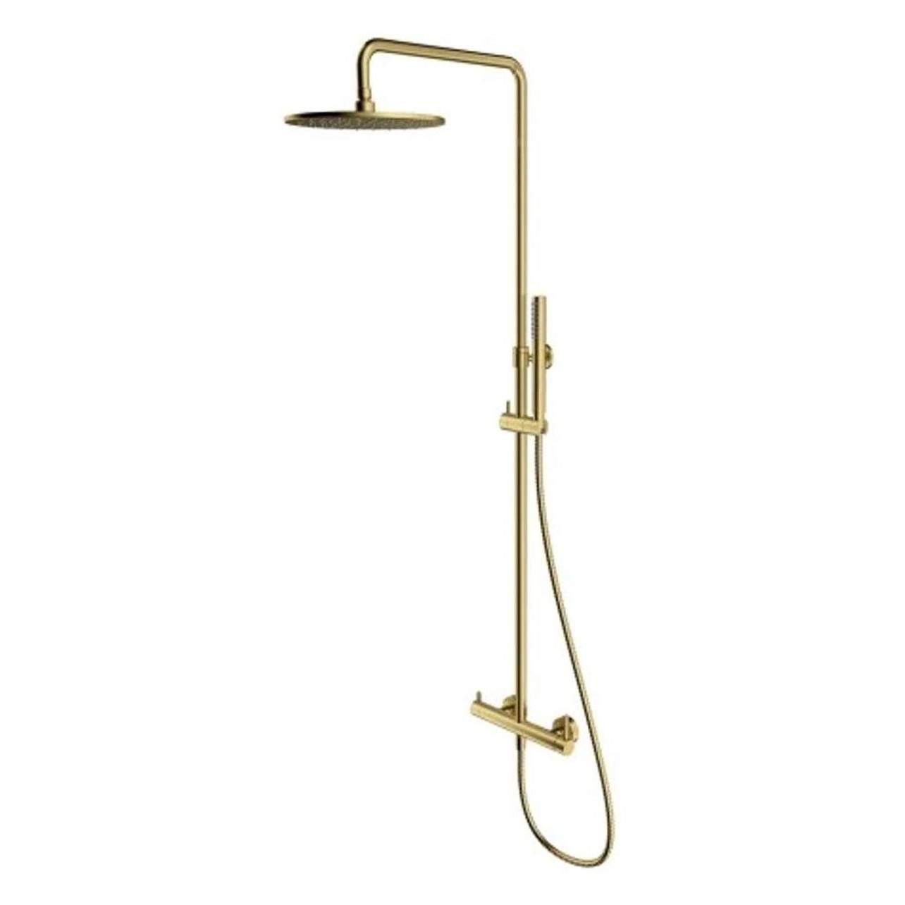Omnires Y-Wandbrauseset mit Regenbrausekopf, Messing gebürstet (1 Strahlart) (61830363)