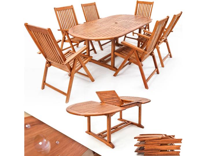 CASARIA Salon De Jardin bois Extérieur 6 personnes