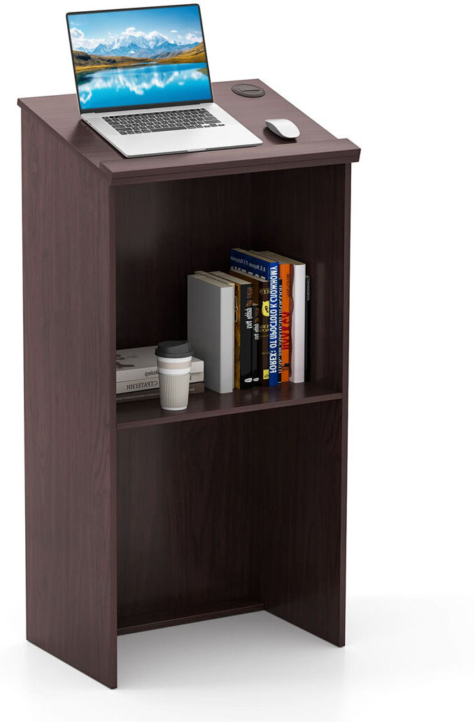 costway 117cm Wood Full Podium Brown 117cm H X 58cm W X 40cm D