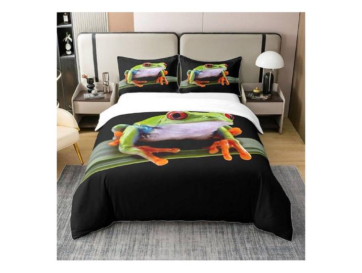 LuxusKollektion Jugendbettwäsche Bettbezug 135x200 Frosch 100% Baumwolle