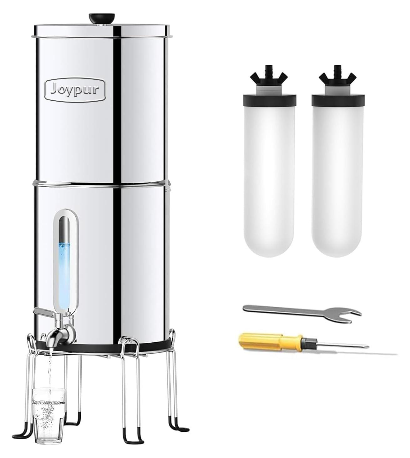 Wasserfiltersystem mit Wasserstandsanzeige, 5,7 l, Keramikfilter, Edelstahl