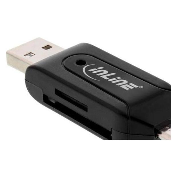 InLine Dual Card Reader für SD und microSD (Micro USB, USB 2.0) (66779)