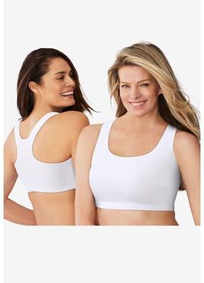 Plus Size Women's Wireless Sport Bra 2-Pack by Comfort Choice in White Pack (Size L)