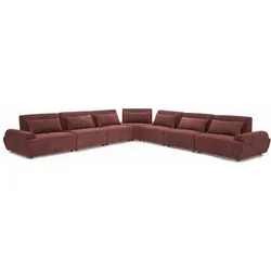 Oviala Business Modulares 7-Sitzer-Ecksofa mit verstellbarer Rückenlehne, rot Oviala