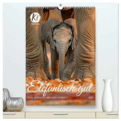 Elefantisch gut (hochwertiger Premium Wandkalender 2027 DIN A2 hoch), Kunstdruck in Hochglanz