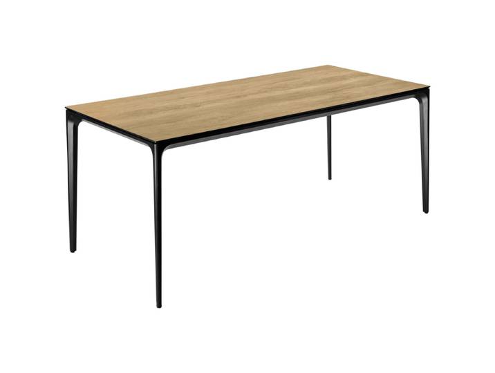 VEGA Outdoor-Tisch Linero rechteckig 180x80x72 cm (LxBxH); Platte eiche/natur, Gestell schwarz; rechteckig