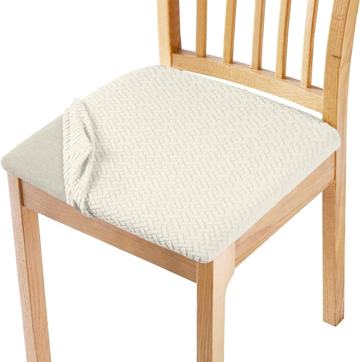 Wasbare Jacquard Stoelhoezen voor Eetkamerstoelen - Beige - Stretch Bescherming