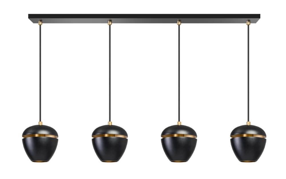 ETH Claire hanglamp 4-lichts zwart en goud/messing modern metaal
