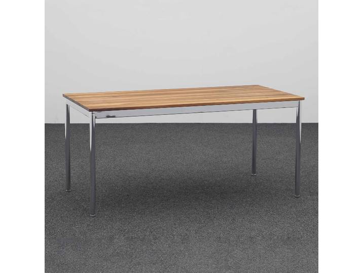 Schreibtische System4 160x80 cm, Nussbaum/Verchromt, Neu, Bürotisch - für Büro oder Homeoffice