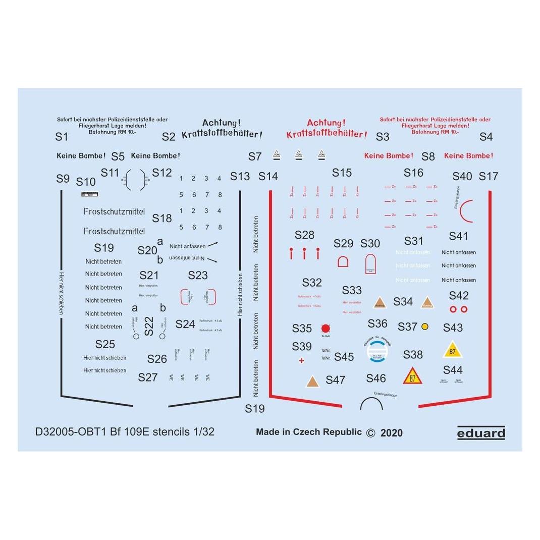 Eduard Bf 109E stencils for (D32005)