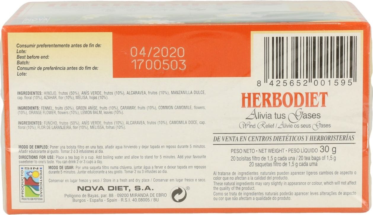 HERBODIET Alivia Tus Gases 20uds