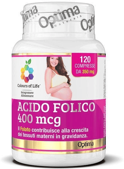 Colours of Life Optima Naturals Acido Folico Integratore Gravidanza 120 Compresse