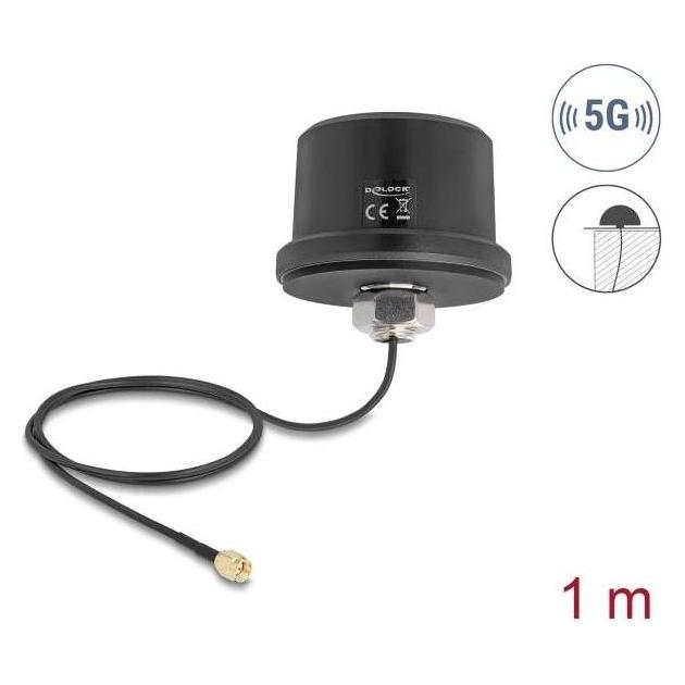 Delock 5G LTE GNSS WiFi 6 Antenne SMA Stecker 1,9 - 3,3 dBi (5G, WLAN) (81469)