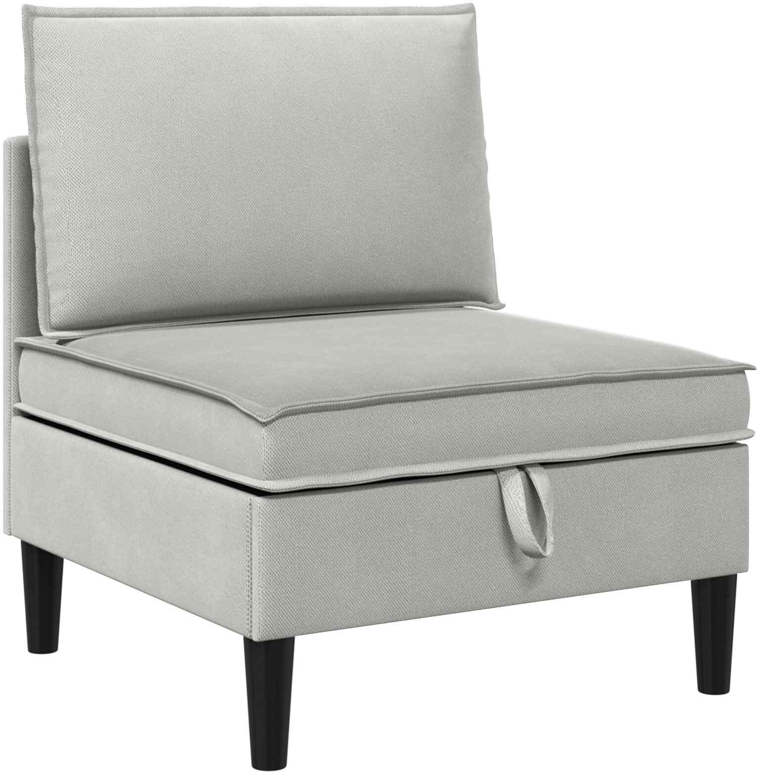 vidaXL Canapé central avec rangement Gris clair Velours
