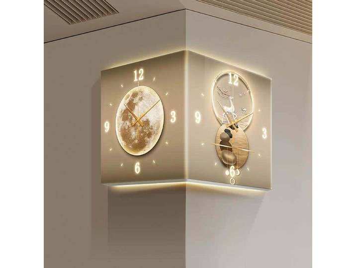 Horloge murale d'angle double face moderne, décoration, horloge LED, lampe murale, fond de restaurant, horloge murale numérique, décoration intérieure