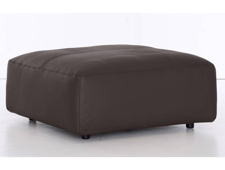 Hocker Musterring LUCIA, Leder PURO & Flachgewebe VALMONT, Braun Mocca, 100×43×100 cm, Landhaus