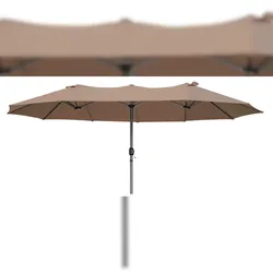 DELUKE Doppel-Sonnenschirm WINDA Hellbraun Polyester Gartenschirm Balkonschirm UV-Schutz
