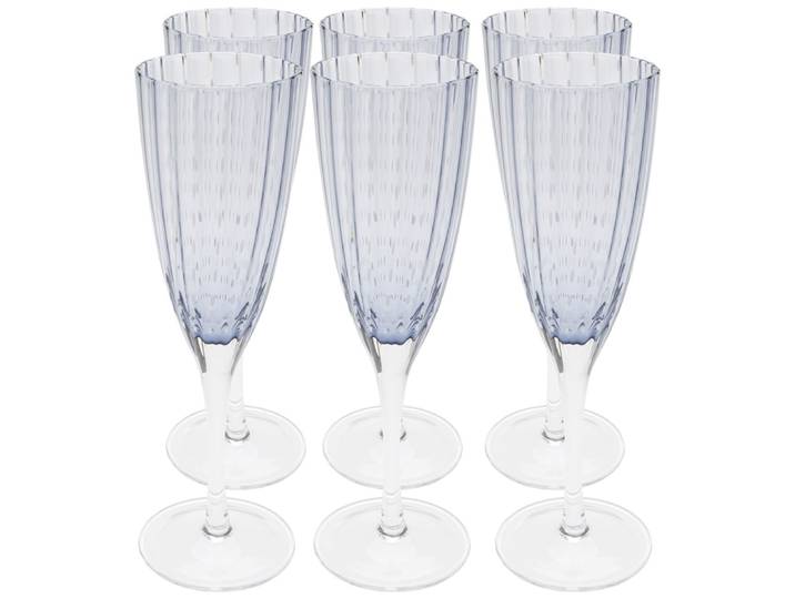 Lot de 6 - flûte à champagne en verre bleu