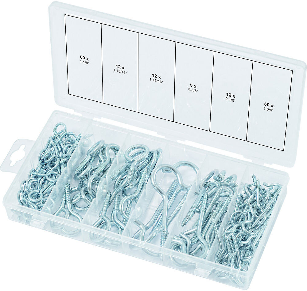 Sortiment Haken- und Ösenschrauben, 151 Teile, im Kunststoffkoffer KS Tools
