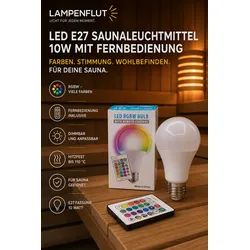 LED Sauna RGB 800lm Leuchtmittel E27 10W mit Fernbedienung