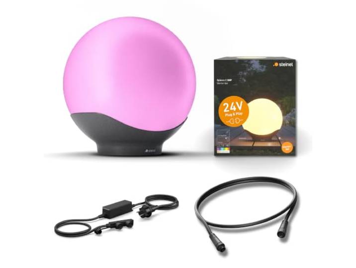 Steinel Starter-Set LED-Kugelleuchte Sphera C 24V Ø40 cm, inkl. 1x Kugellampe, 35 W Netzteil und 1m Kabel,16 Mio. Farben, App-Steuerung, Plug & Play