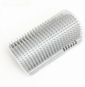 Inspired Finds Cat Corner Grooming Brush Self Cleaning Scratcher Massager gray
