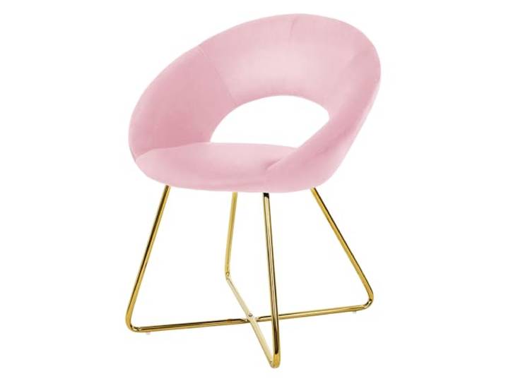 ML-Design Esszimmerstuhl aus Samt, Rosa, Wohnzimmerstuhl mit runder Rückenlehne, Polsterstuhl mit goldene Metallbeine, Ergonomische Sessel für Esstisch, Küchenstuhl, Schalenstuhl, Schminktisch Stuhl