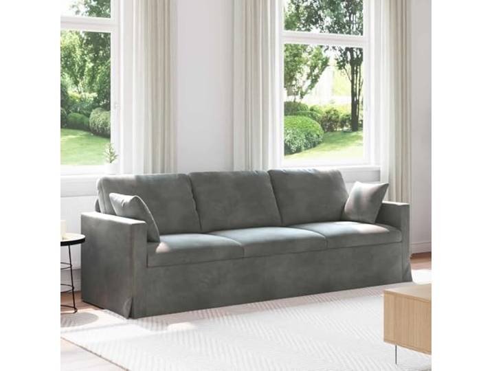 ZQQLVOO Sofa Dunkelgrau 228 x 78 x 80 cm Samt Modular Design, Holzarmlehnen, Metallrahmen, Wohnzimmer, Schlafzimmer
