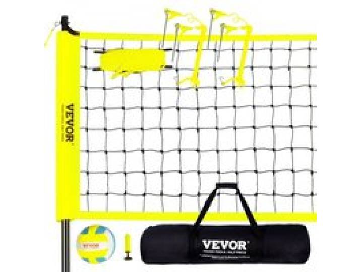 VEVOR Volleyballnetz Höhenverstellbar Volleyballnetz Set, Tragbarer Beachvolleyball-Netz, Outdoor Volleyballnetz Faltbare Volleyballnetz mit Volleyball & Tragetasche, für Garten Strand Rasen usw.