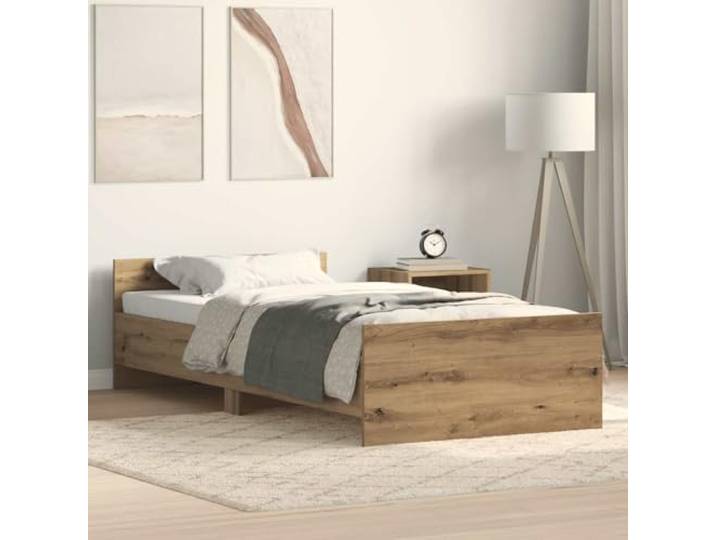 WDGJJFECNMUEHI Holzwerkstoff mit Kopfteil 75x190 cm Braun Bettgestell ohne Matratze Artisan-Eiche 75x190 cm Holzwerkstoff stabil mit Kopfteil und Lattenrost