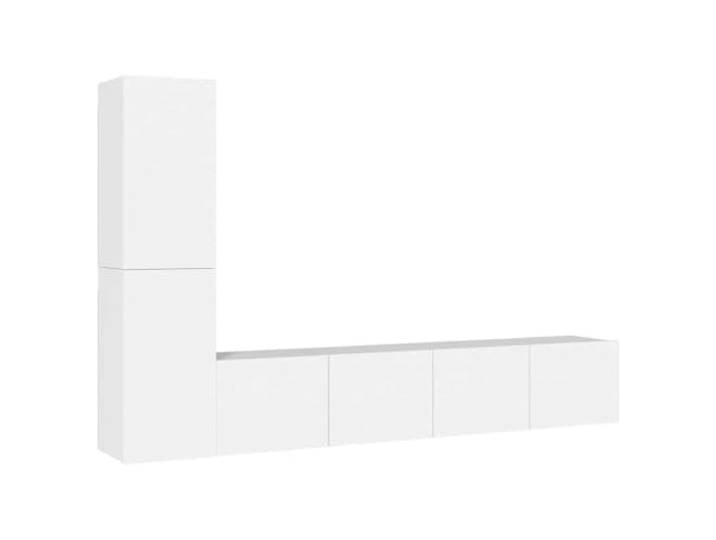 GHVBNMF 4-TLG TV-Schrank Set Wandmontage Weiß Holzwerkstoff Platzsparendes Hängeboard-System für Wohnzimmer und Schlafzimmer mit geschlossenen Türen für Ordentlichkeit.