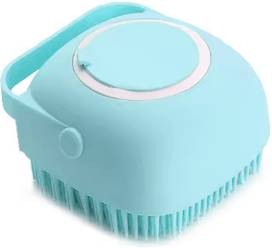 Inspire Essentials PawEase Soft Silicone Pet Bath Brush Gentle Grooming And Deep Cleaning Massager blue