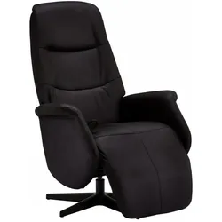 Relaxsessel Atella Stoff Schwarz - Drehsessel mit Liegefunktion & Fußstütze